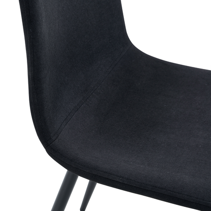 Luxury Simple Chair - Set of 4 BLACK Linen-Cotton Material High