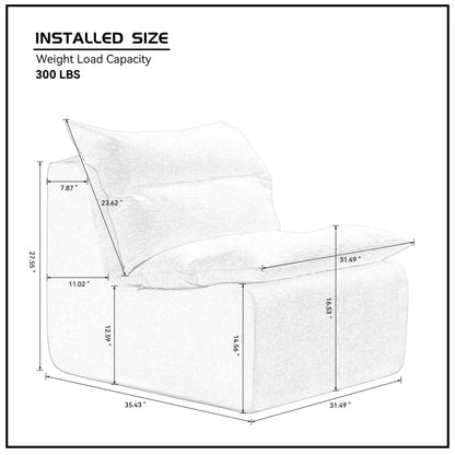 Accent Armless Chair Lazy Floor Seating, Single Sofa Lounger Leisure