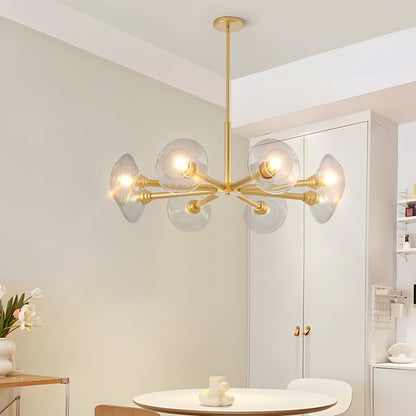 Modern Gold 8-Light Sputnik Chandelier with Clear Glass Shades,