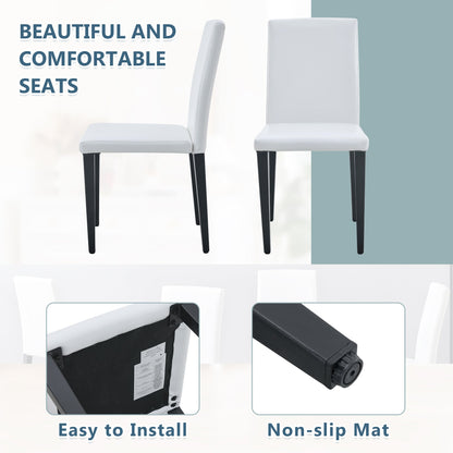 Four White PU dining chairs, simple and versatile, comfortable and