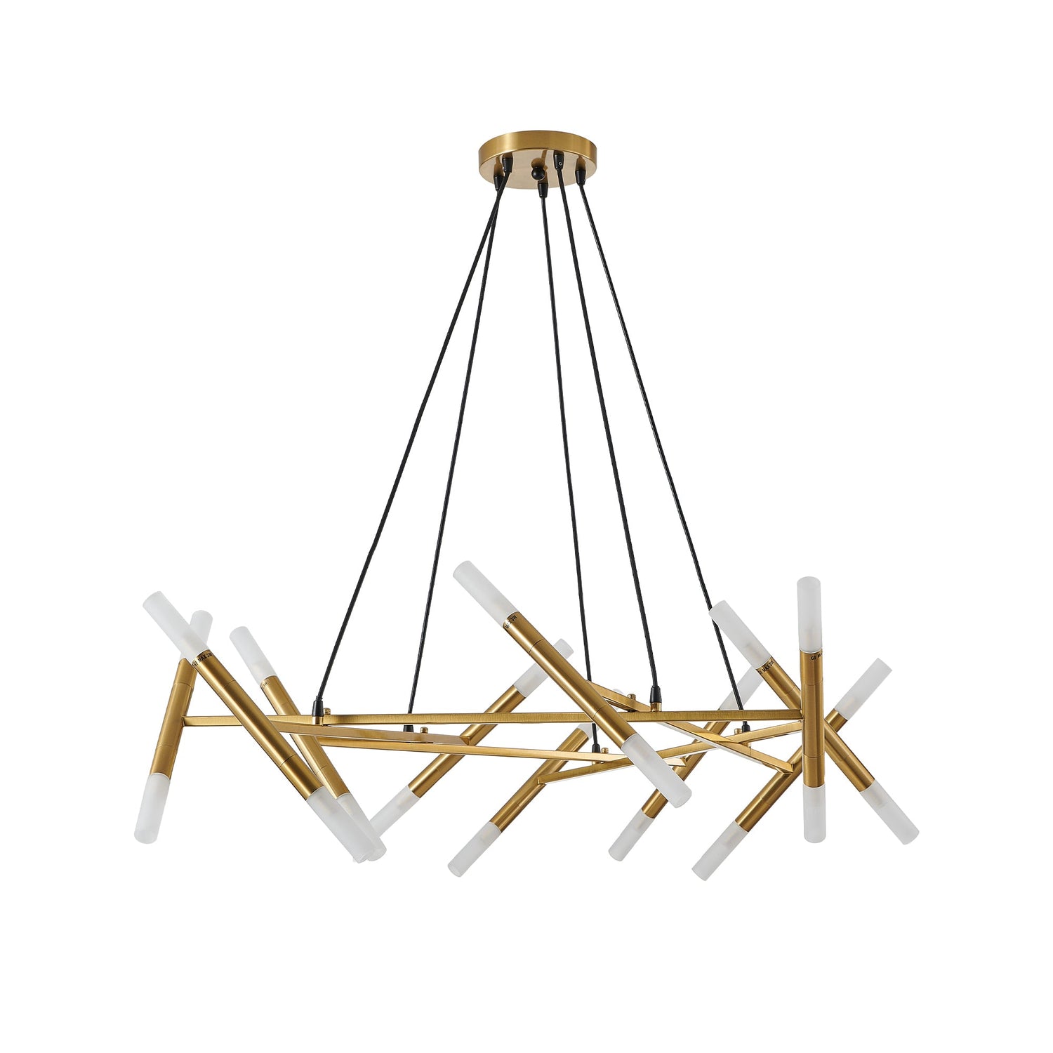 Golden Modern Chandelier Light Fixture, Branch Design with Frosted
