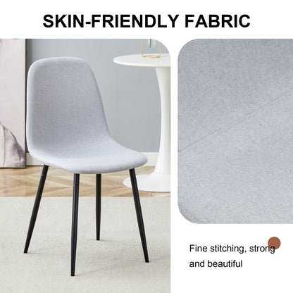 Comfortable Linen-Cotton Dining Chair Set - Four Pieces in Light