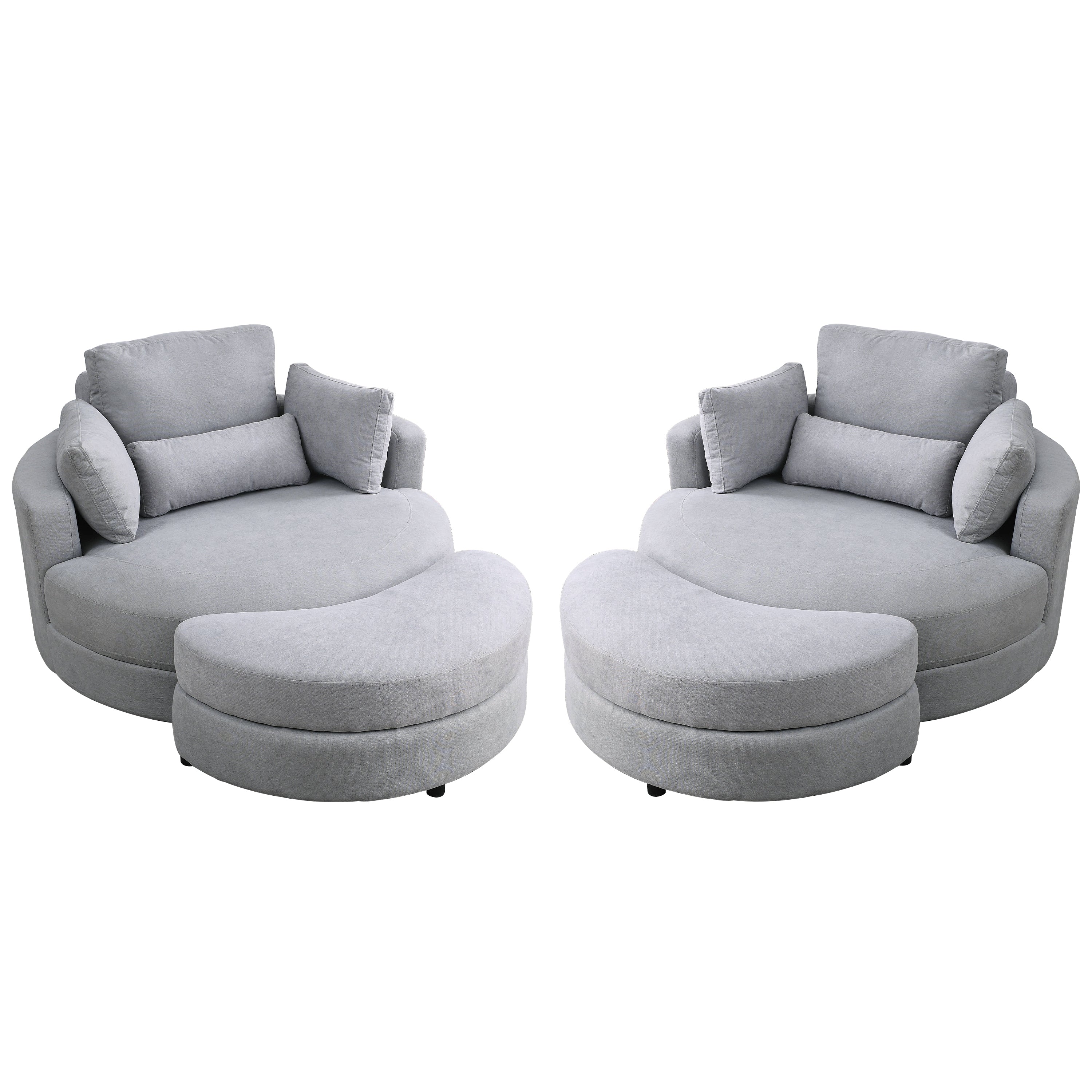 Swivel Accent Barrel Modern Grey Sofa Lounge Club Big Round Chair with