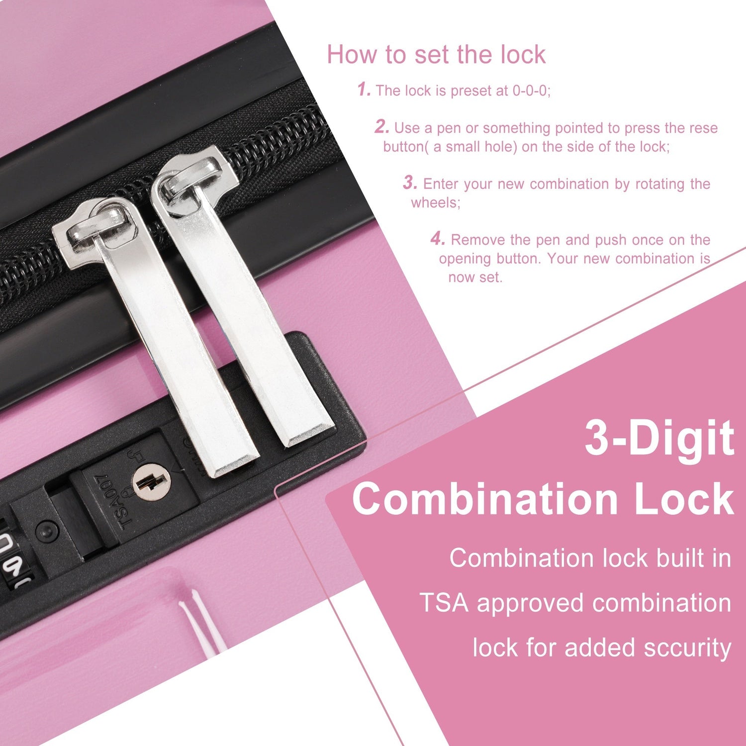 Luggage Sets 3 Piece Suitcase Set with Spinner Wheels, Built-in TSA