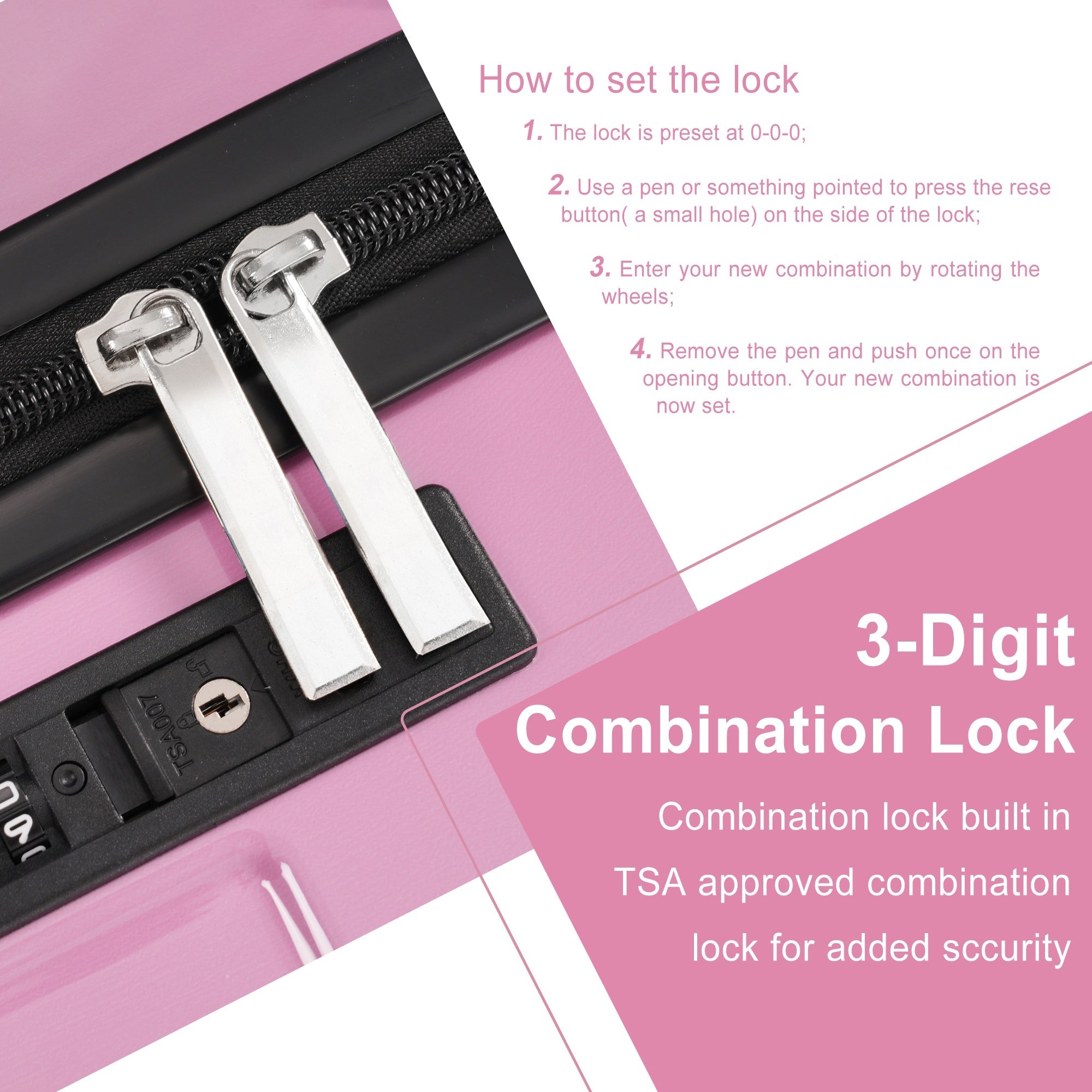 Luggage Sets 3 Piece Suitcase Set with Spinner Wheels, Built-in TSA