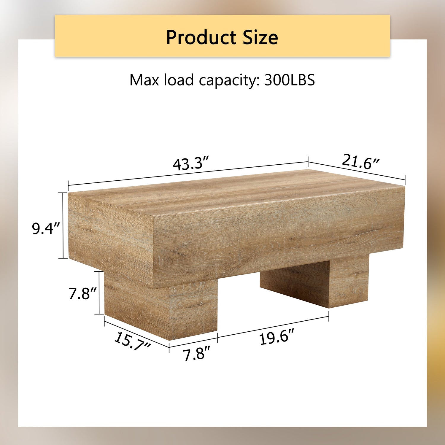 Modern Simple Light Wood Texture MDF Coffee Table - 43.3&