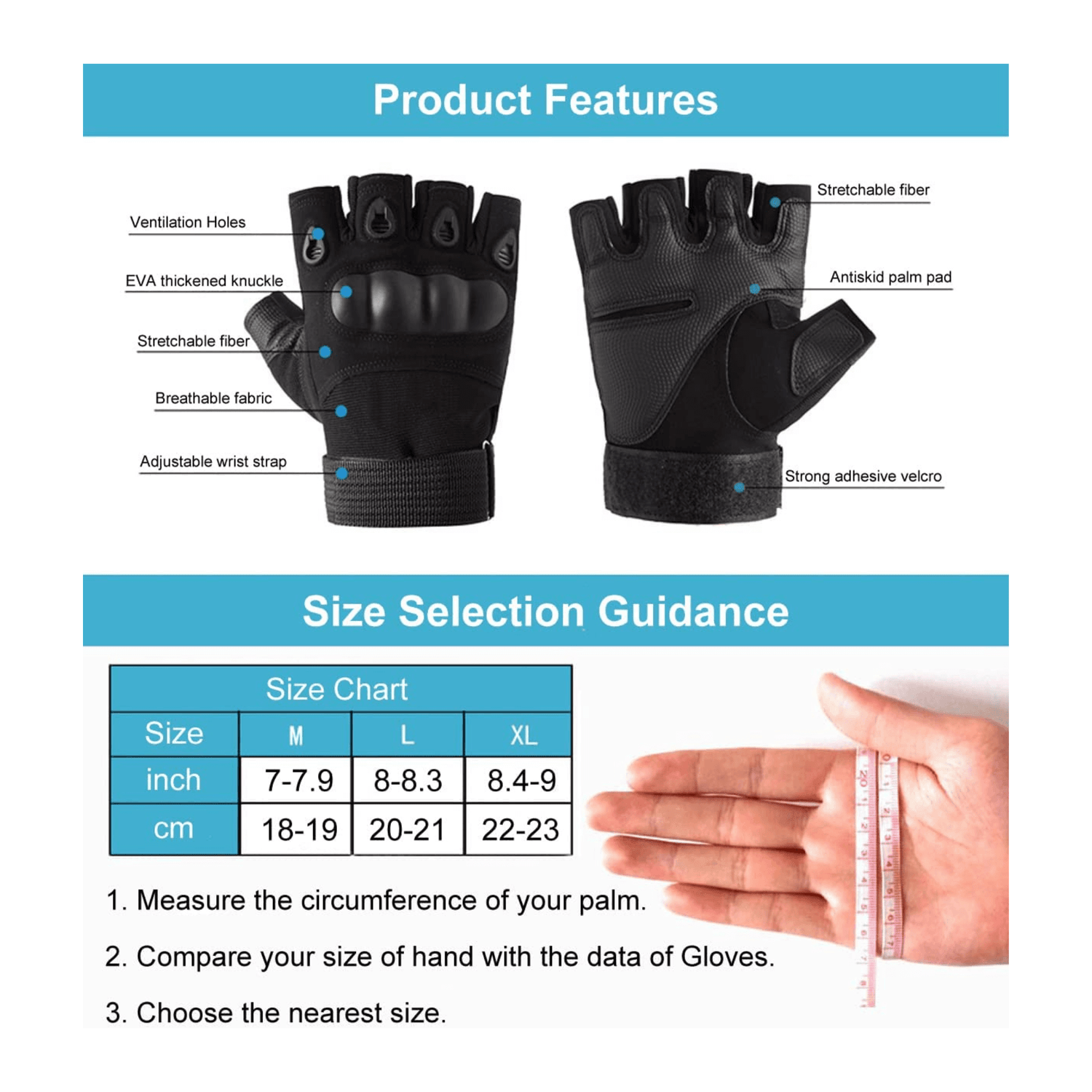 Tactical Fingerless Airsoft Gloves for Outdoor Sports, Paintball, and