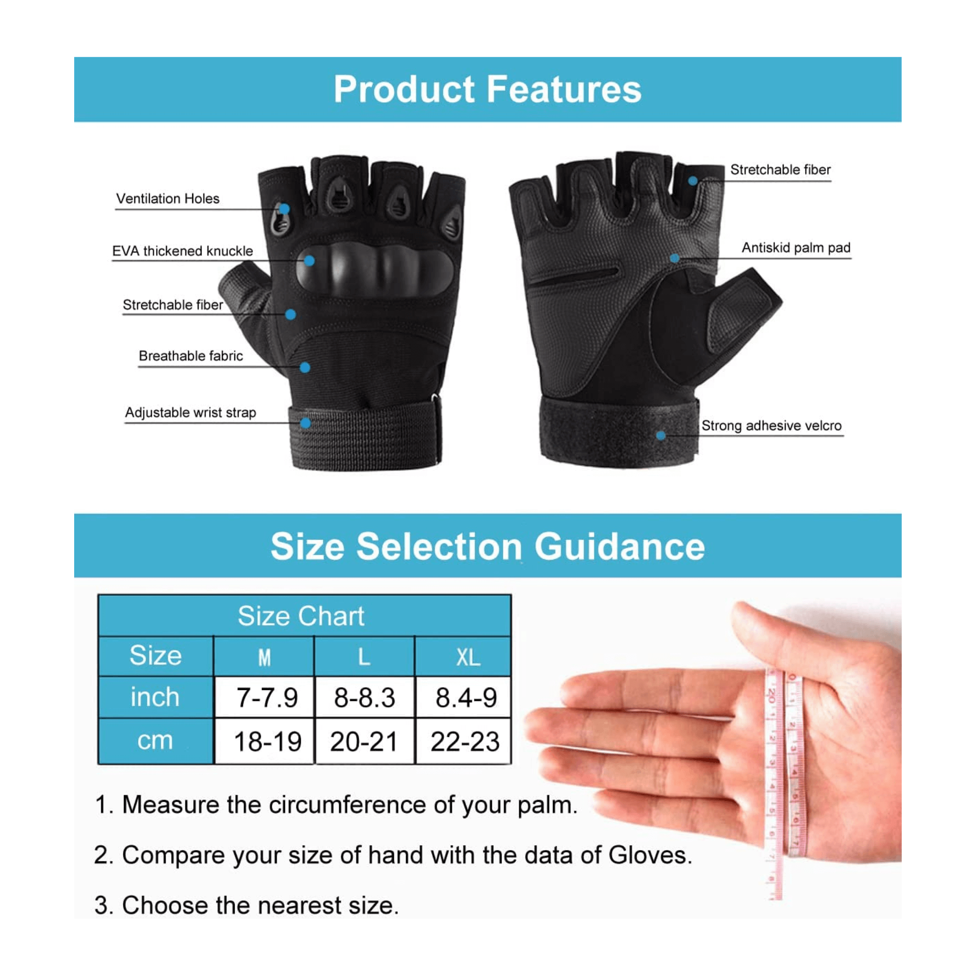 Tactical Fingerless Airsoft Gloves for Outdoor Sports, Paintball, and