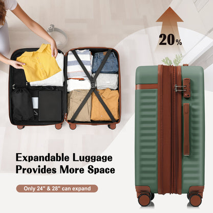 Luggage Set of 3, 20inch with USB Port, front opening design Airline