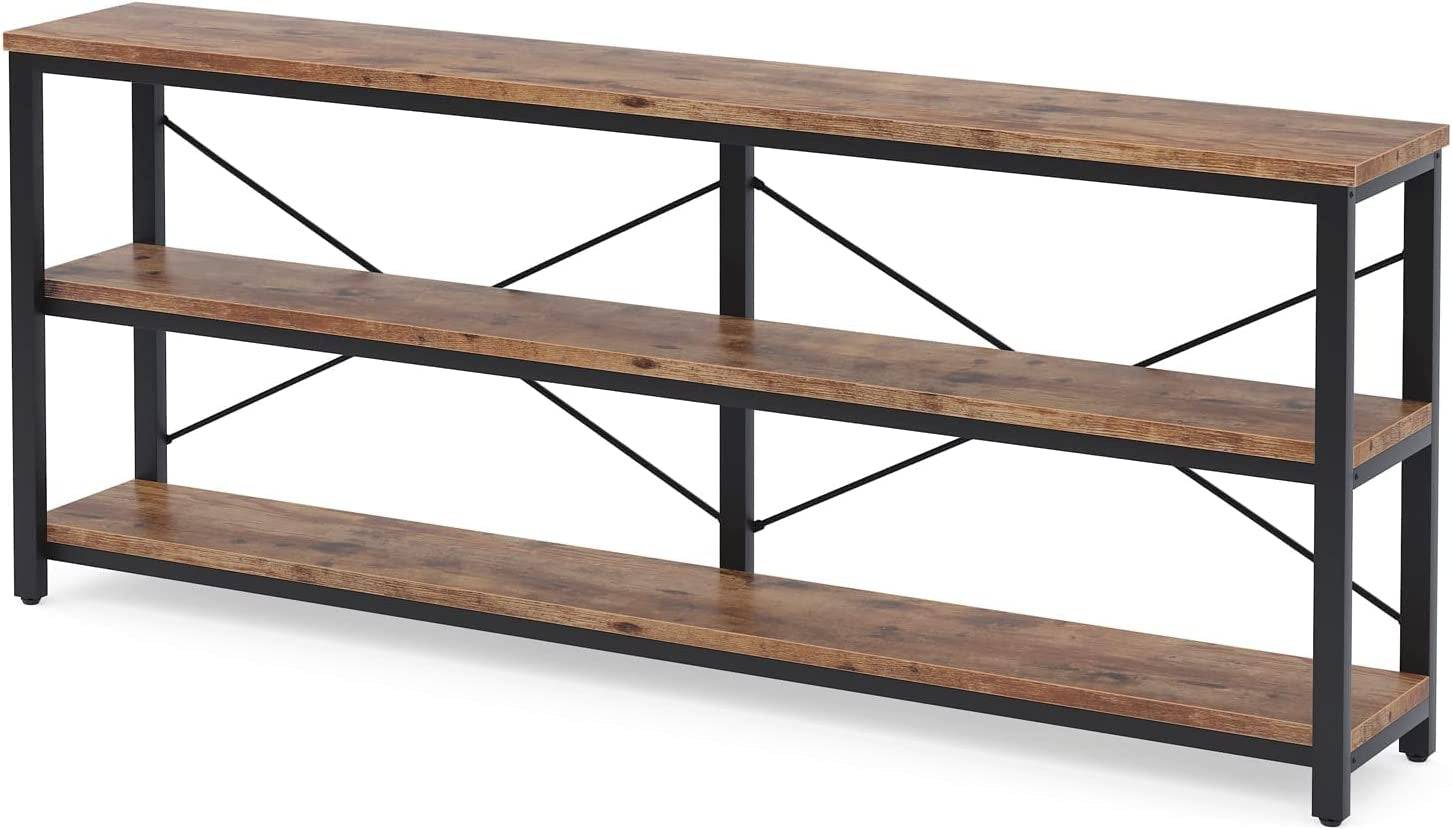 Long Narrow Sofa Table with Storage Shelves