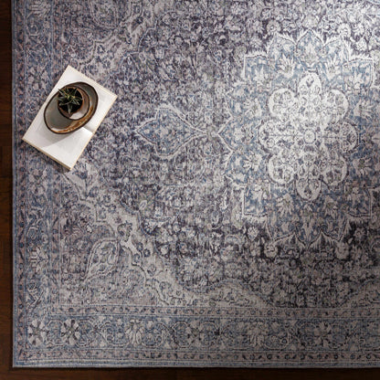 Tavas Blue Medallion Washable Rug
