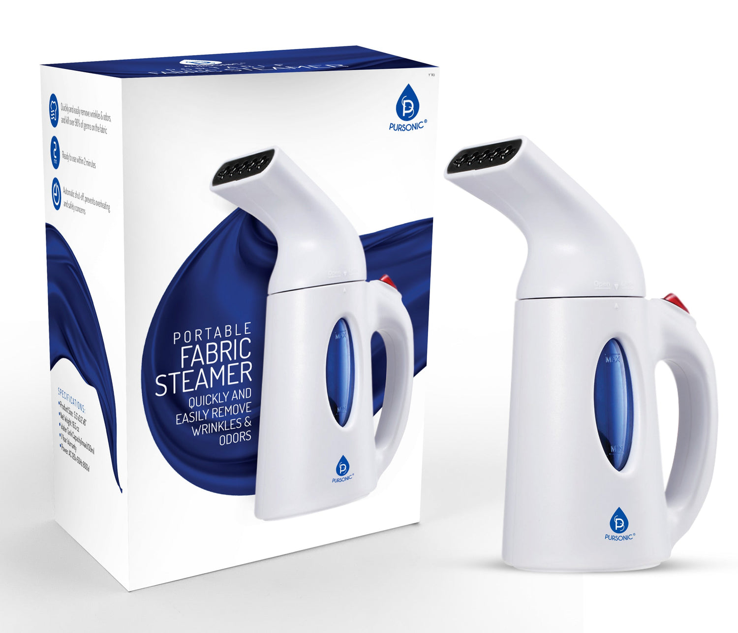 Pursonic 130ml Handheld Fabric Fast Heat-up Powerful Travel Clothes