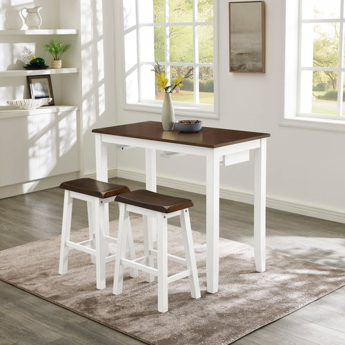 Bar Table and Chairs Set, 3 Piece Dining Table Set, Industrial