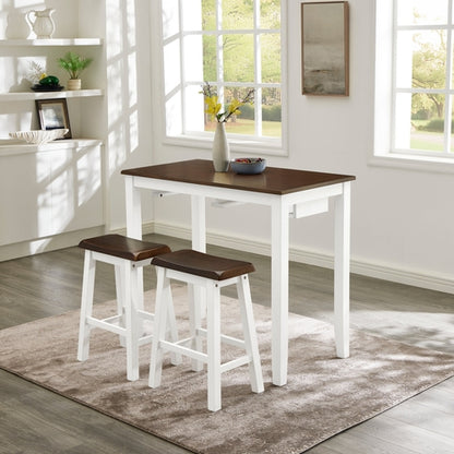Bar Table and Chairs Set, 3 Piece Dining Table Set, Industrial