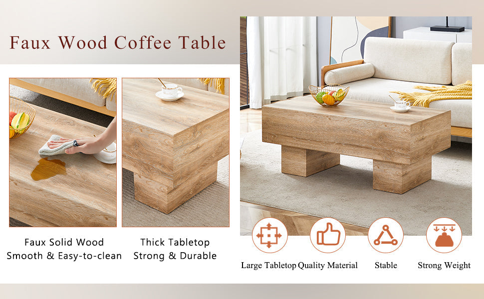 Modern Simple Light Wood Texture MDF Coffee Table - 43.3&