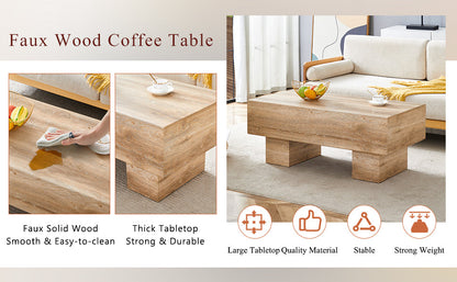 Modern Simple Light Wood Texture MDF Coffee Table - 43.3&