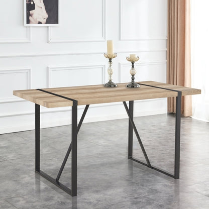 Rustic Industrial Rectangular Wood Dining Table For 4-6 Person, With
