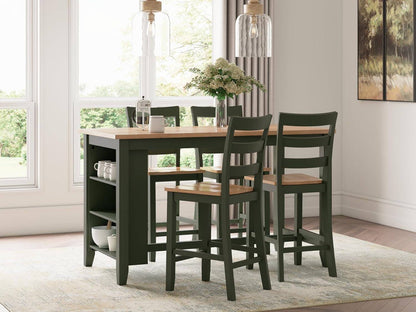 Gesthaven Modern Counter Height Dining Table with 3 Shelves and