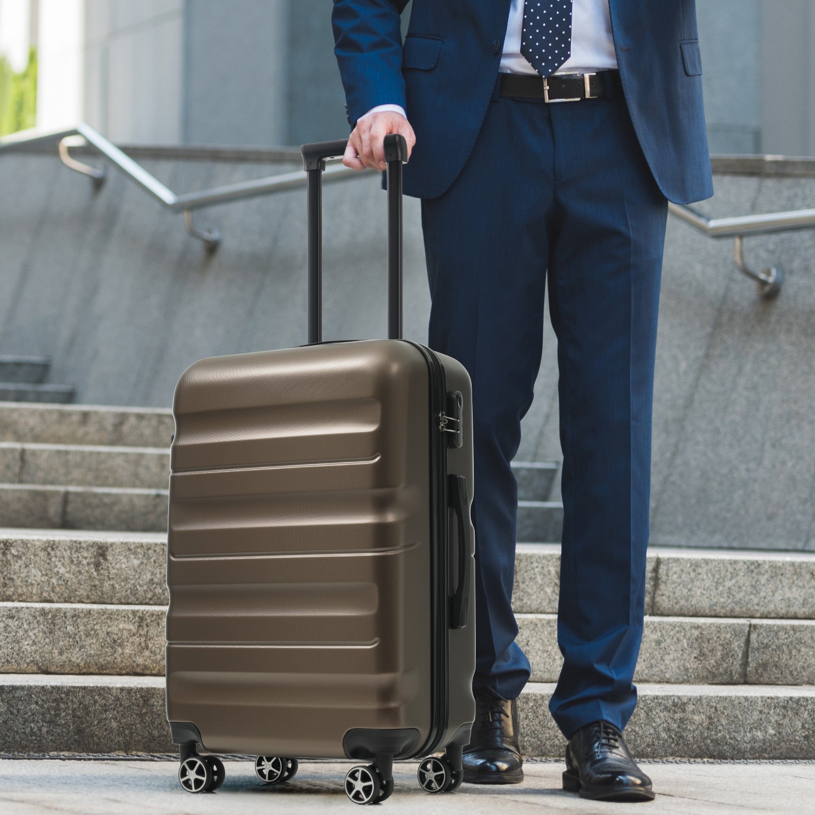 Hardshell ABS Luggage Set, 24-Inch Checked Suitcase with Spinner