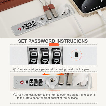 4-Piece Luggage Set with USB Charging Ports - 20in Carry-On