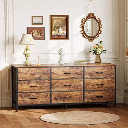 9 Drawer Dresser, 55 Inch Dresser TV Stand for 55, 60 Inch TV,