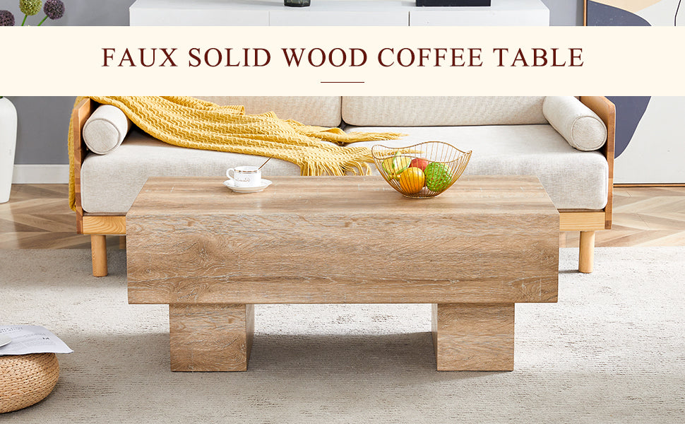 Modern Simple Light Wood Texture MDF Coffee Table - 43.3&