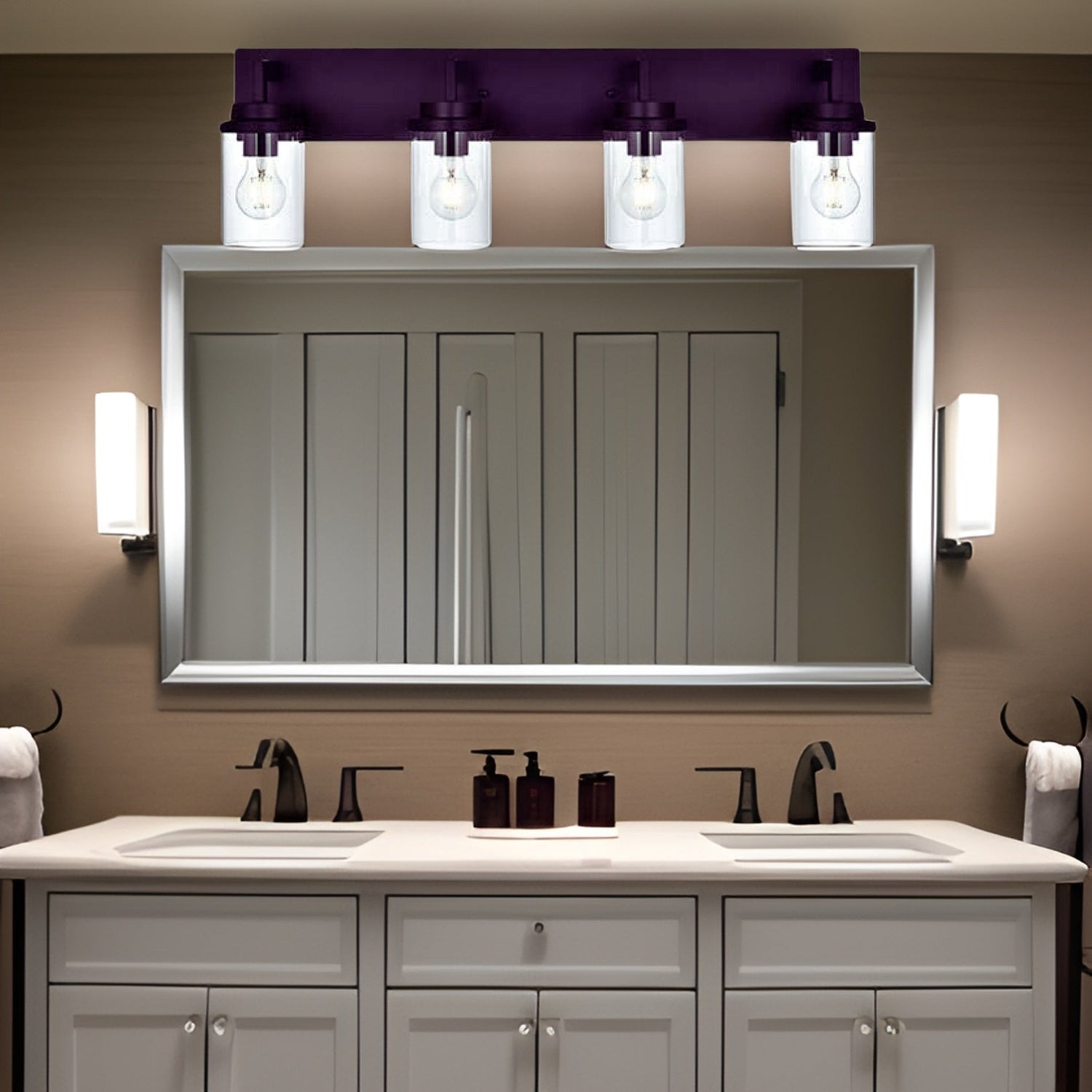 Modern Wall Bathroom Vanity Light Fixture 4 Light Oil Rubbed Bronze