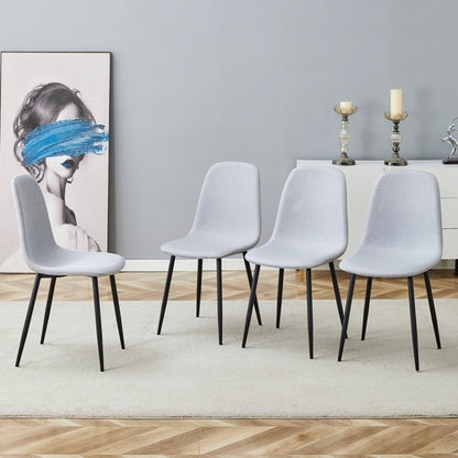 Comfortable Linen-Cotton Dining Chair Set - Four Pieces in Light
