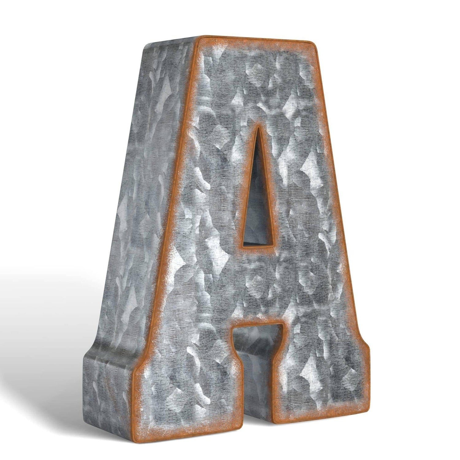 Galvanized Metal Letters for Wall Decor   3D Letter A for Hanging or