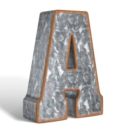 Galvanized Metal Letters for Wall Decor   3D Letter A for Hanging or
