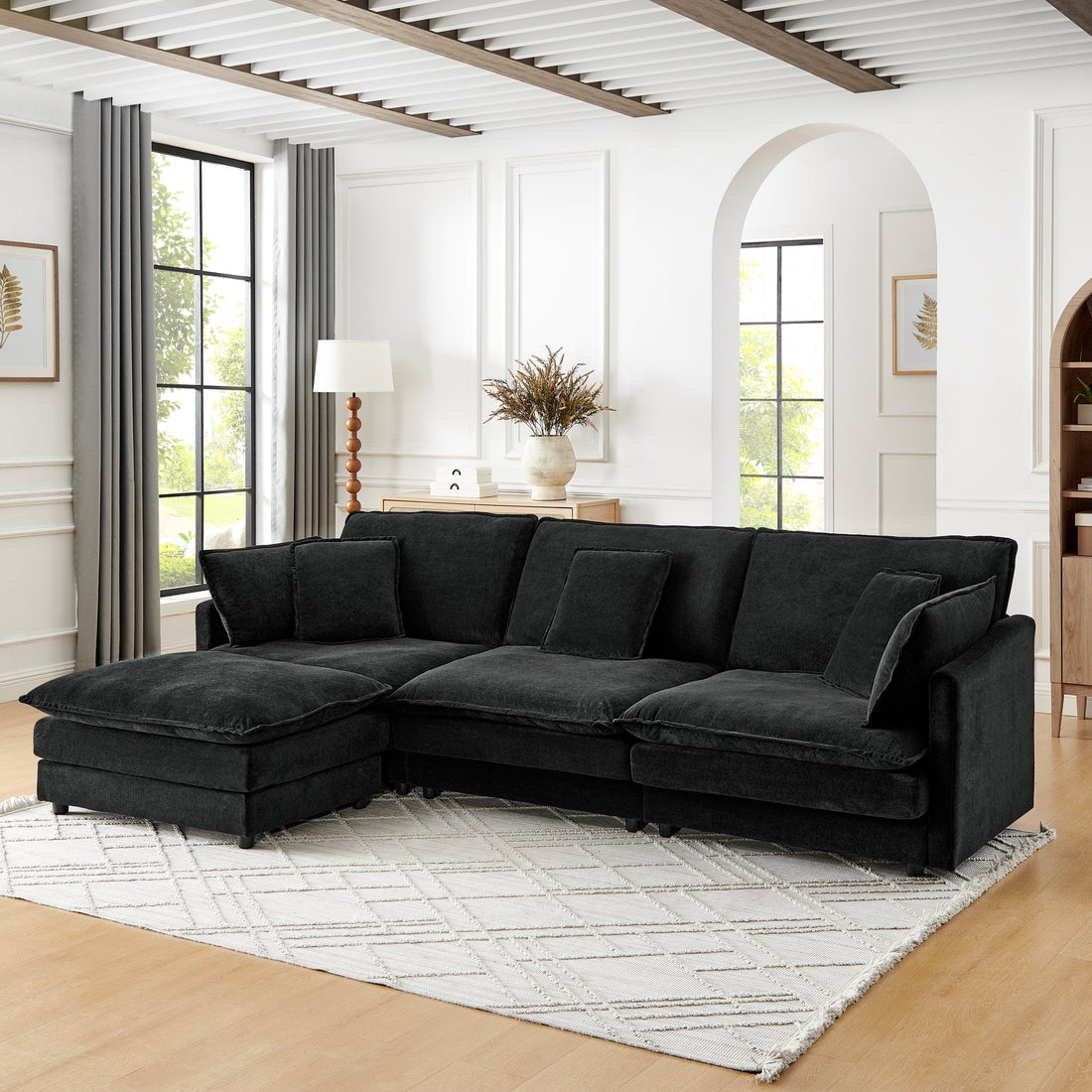 Modern Home Living Room L-Shaped Sectional Sofa Couches with Storage