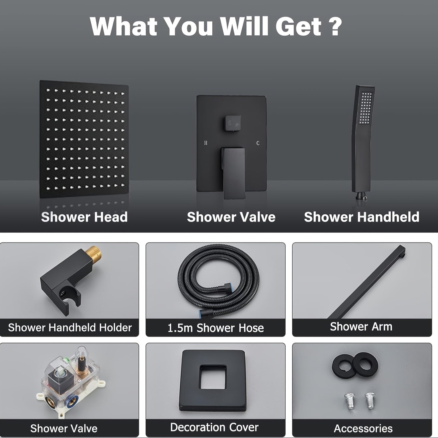 [Complete Matte Black Shower System] Shower Faucet Set Matte Black Shower System, Shower Faucet with Rain Shower Head and Handheld, Shower Faucets Sets Complete Shower Combo Set Rough-in Valve and Trim Kit Included