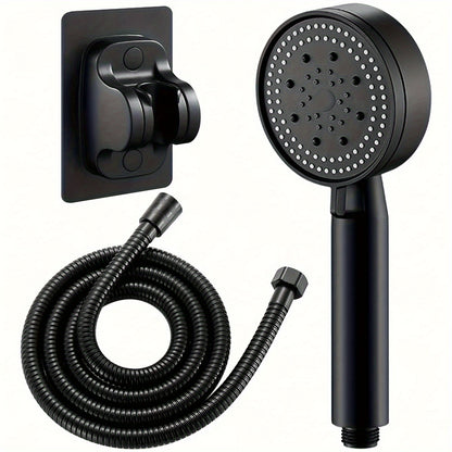 1pc Pressurized Handheld Shower Head Wth Bracket And Hose, 5 Modes Adjustable Water Output Shower Head, Bathroom Shower Nozzle, Shower Sprinkler, Bathroom Hardware, Bathroom Accessories