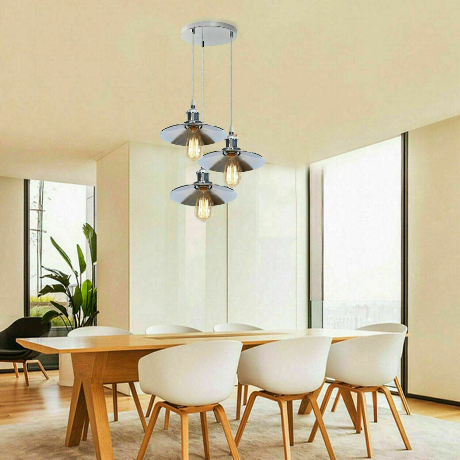 Modern 3-Light Pendant Ceiling Fixture Lighting | Chrome Finish Home