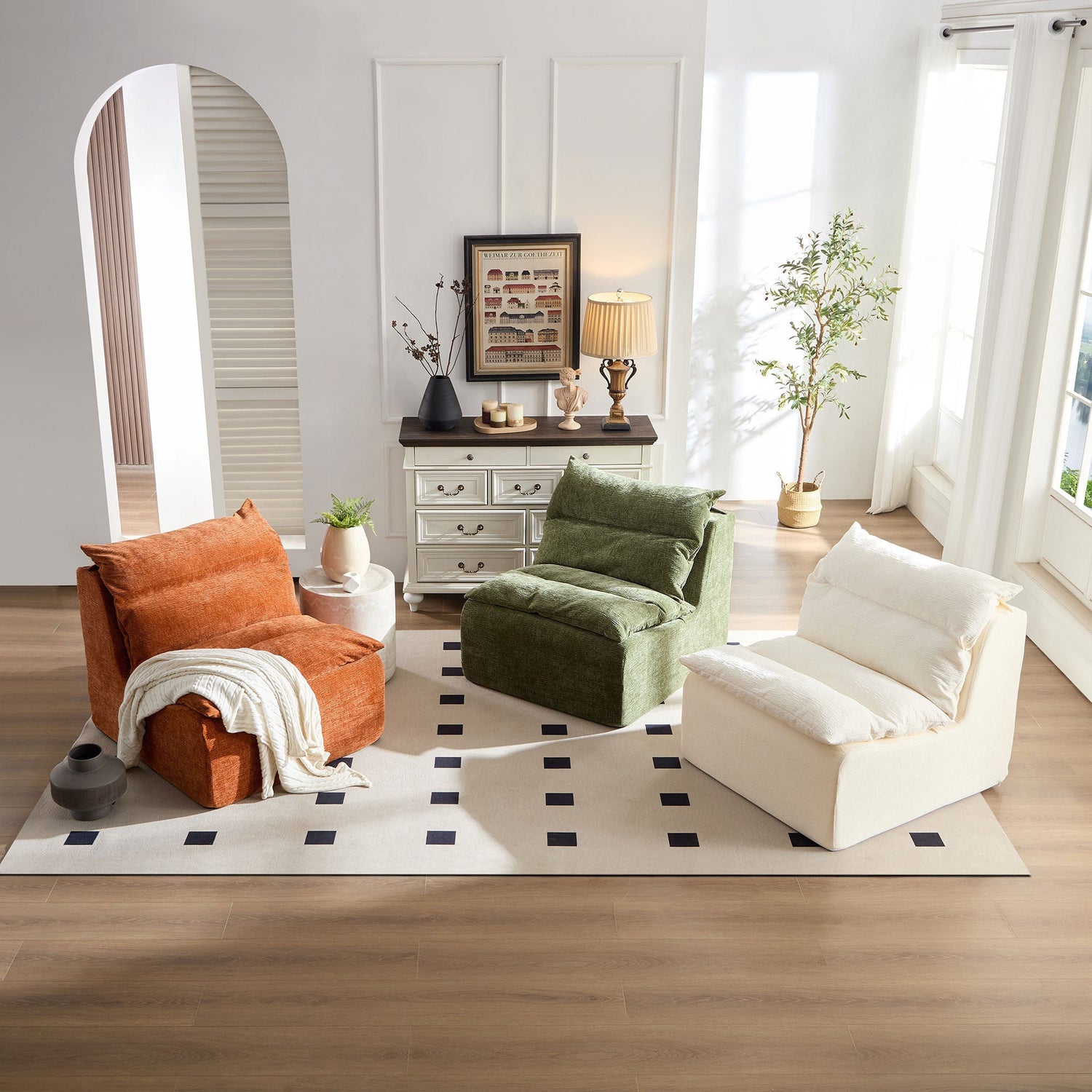 Accent Armless Chair Lazy Floor Seating, Leisure Accent Single Couch
