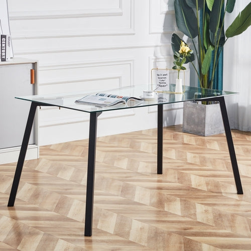 Modern Minimalist Rectangular Glass Dining Table with 0.31&