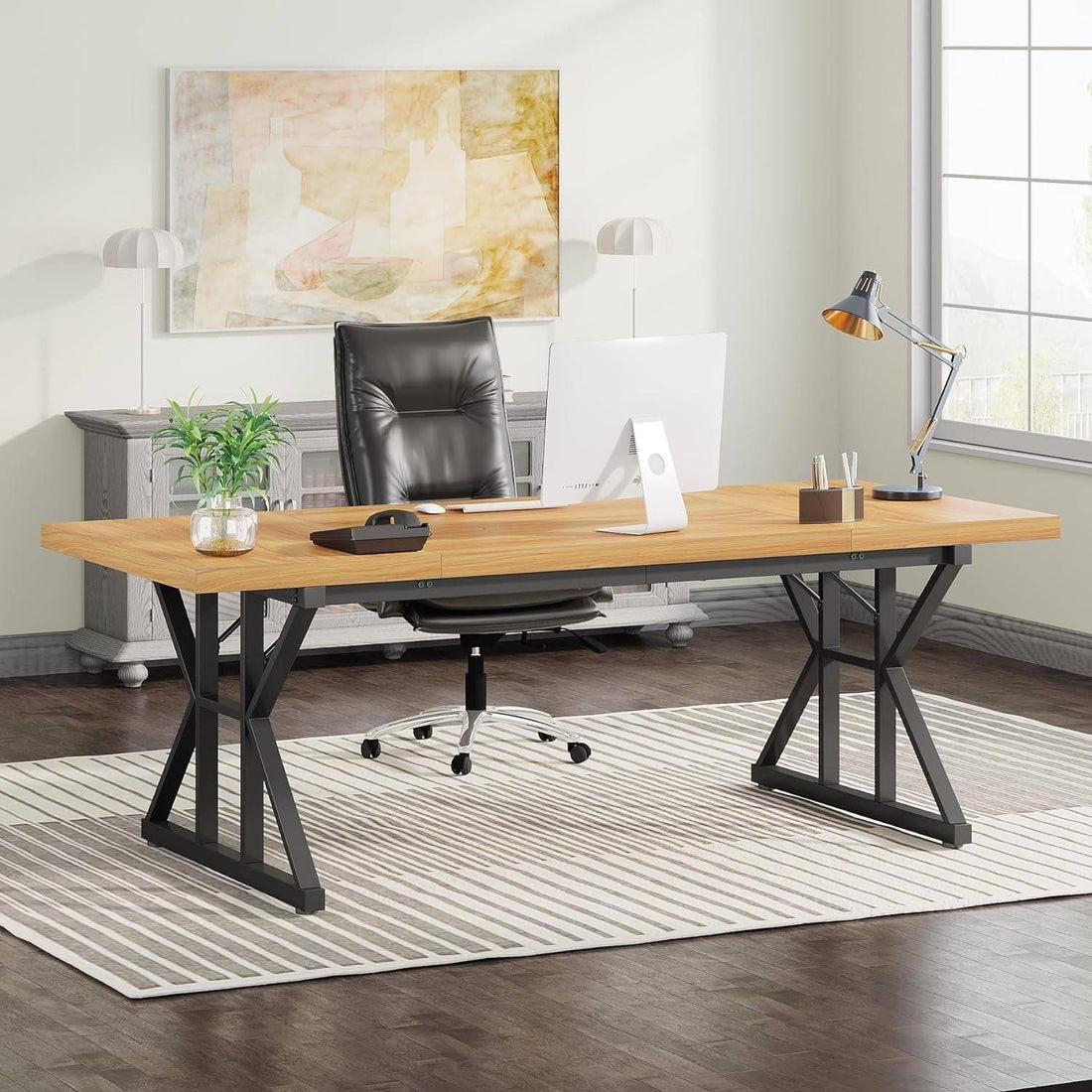 70.8-Inch Executive Desk, Large Computer Office Desk Workstation,