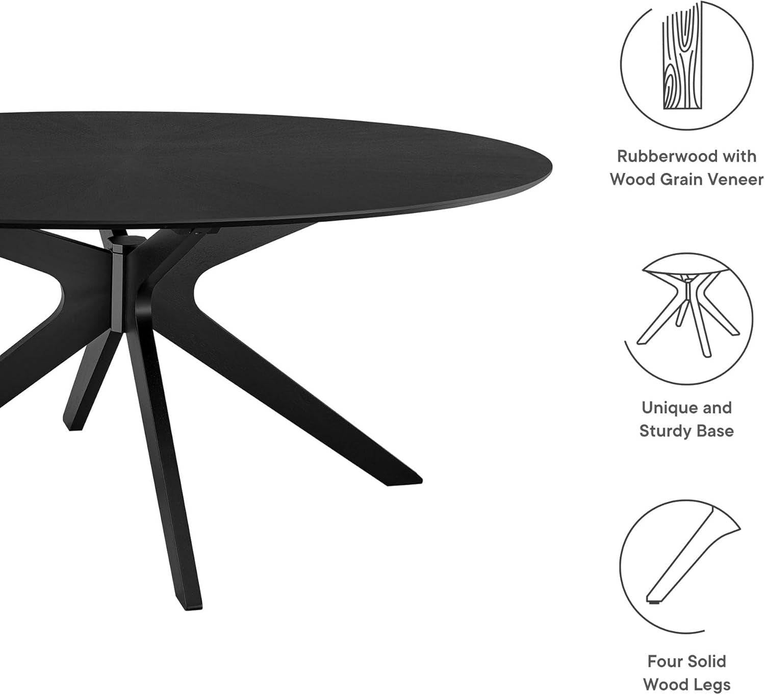 Crossroads 71&quot; Oval Wood Dining Table, Wood Veneer, Seats 6, Easy to