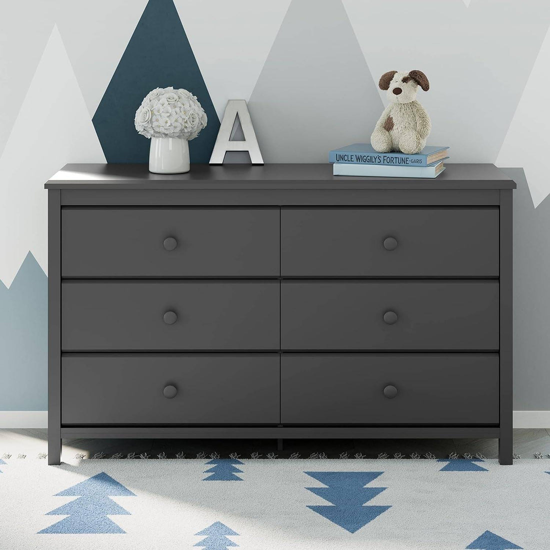 Alpine 6 Drawer Double Dresser (Gray) – GREENGUARD Gold Certified,