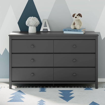 Alpine 6 Drawer Double Dresser (Gray) – GREENGUARD Gold Certified,