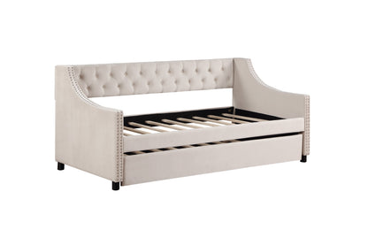 Daybed with Trundle Upholstered Tufted Sofa Bed, with Button and