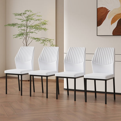 Luxury Simple Chair - Set of 4 White PU Material High Resilience