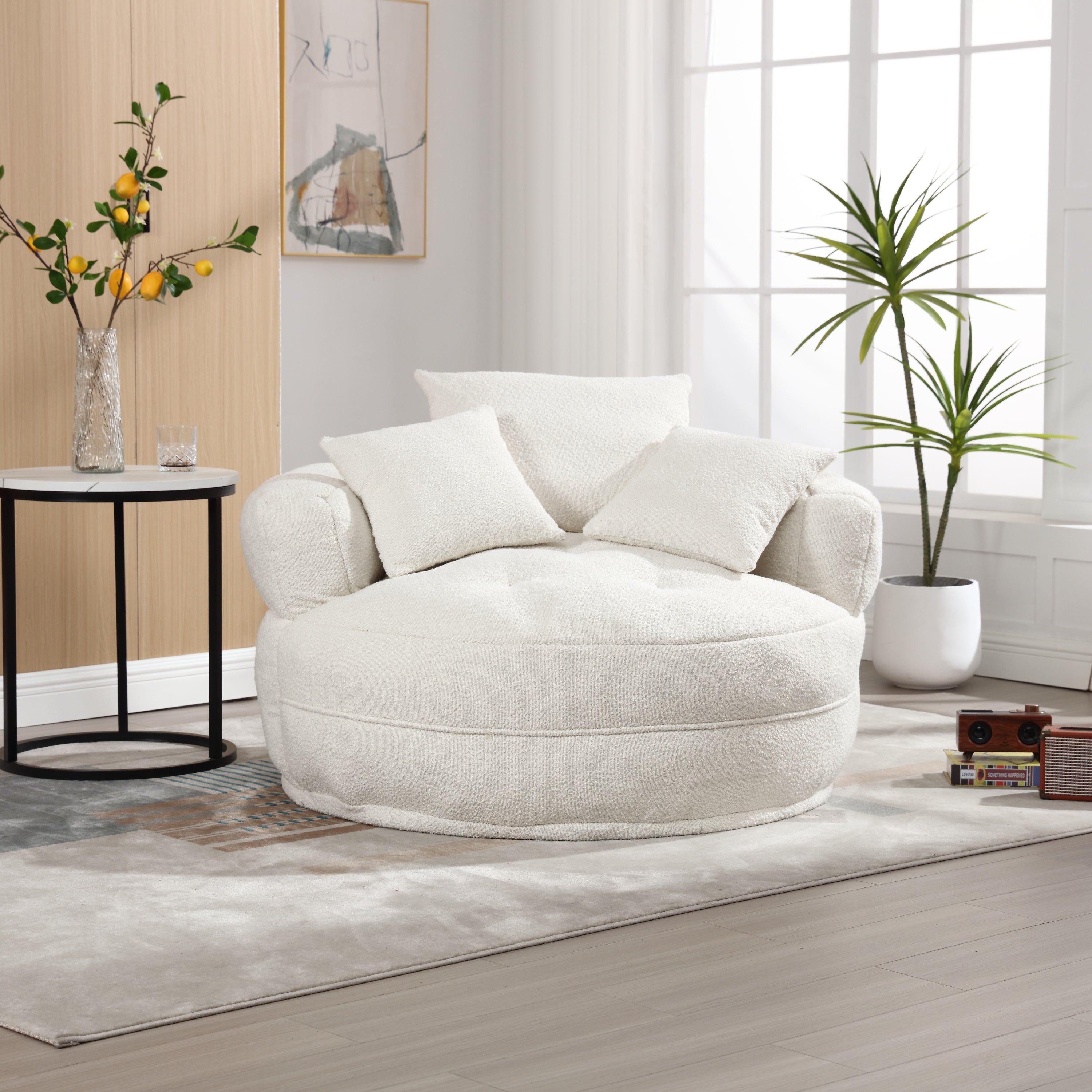 Chenille Sponge single sofa,No Assembly Required,Fluffy Modern Sleeper