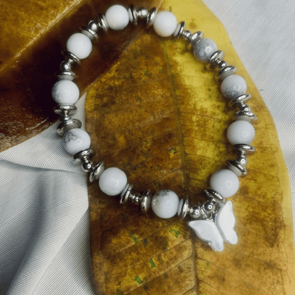 Jasper Bead Bracelet with Silver Spacers Stretch Bracelet for Women