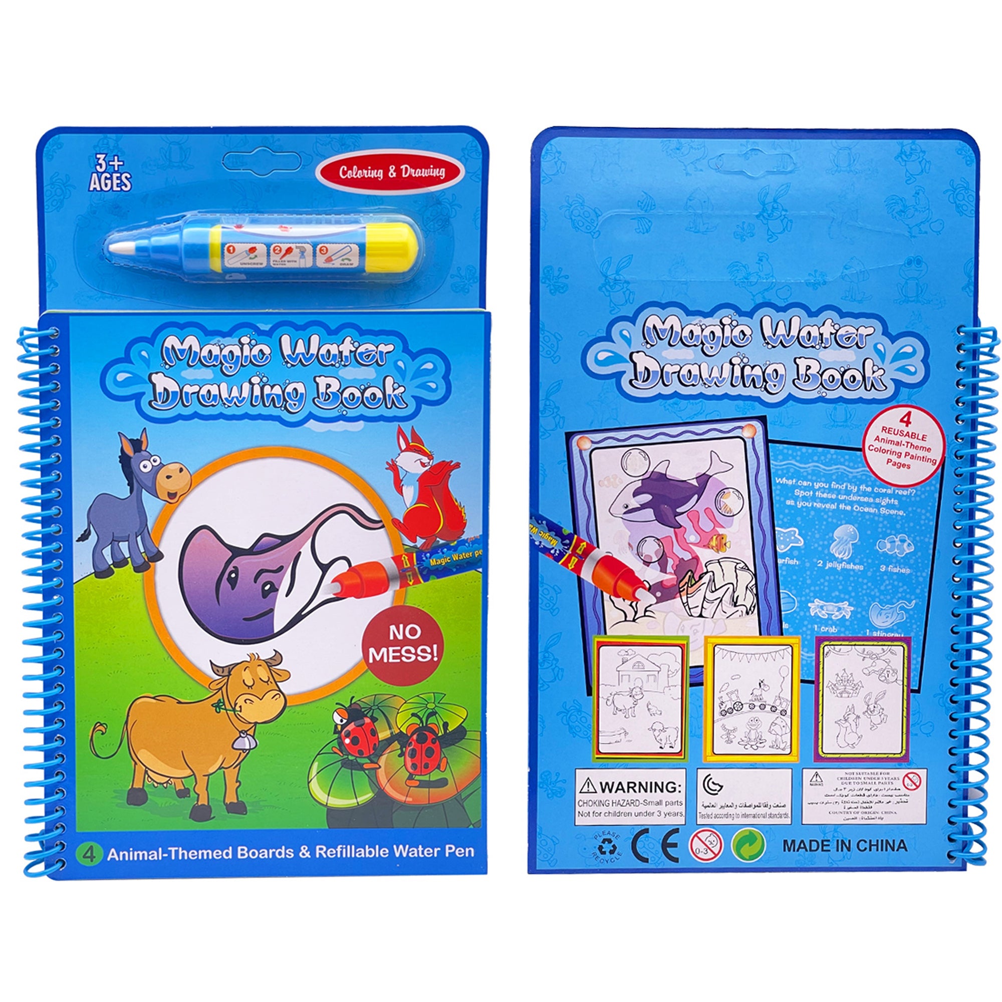 Zunammy Themed Water Drawing Book with Refillable Water Pen