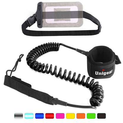 Coiled SUP Leash 10 feet with Waterproof Pouch
