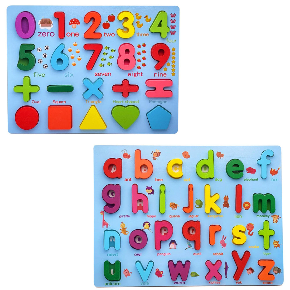 Zunammy Wooden Alphabet Puzzle Board &amp; Number Educational Learning Toy
