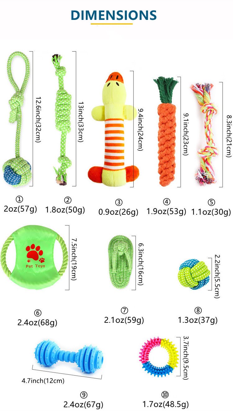 Bite-Resistant Molar Dog Toys 10pk
