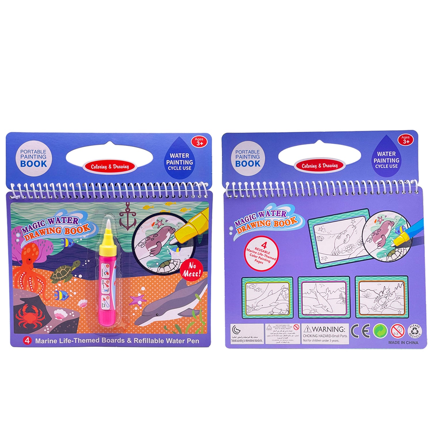 Zunammy Themed Water Drawing Book with Refillable Water Pen