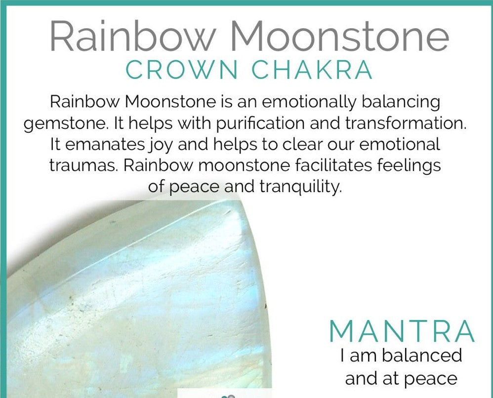 Rainbow Moonstone &amp; Crystal Quartz Stretch Bracelet! Genuine Crystals!